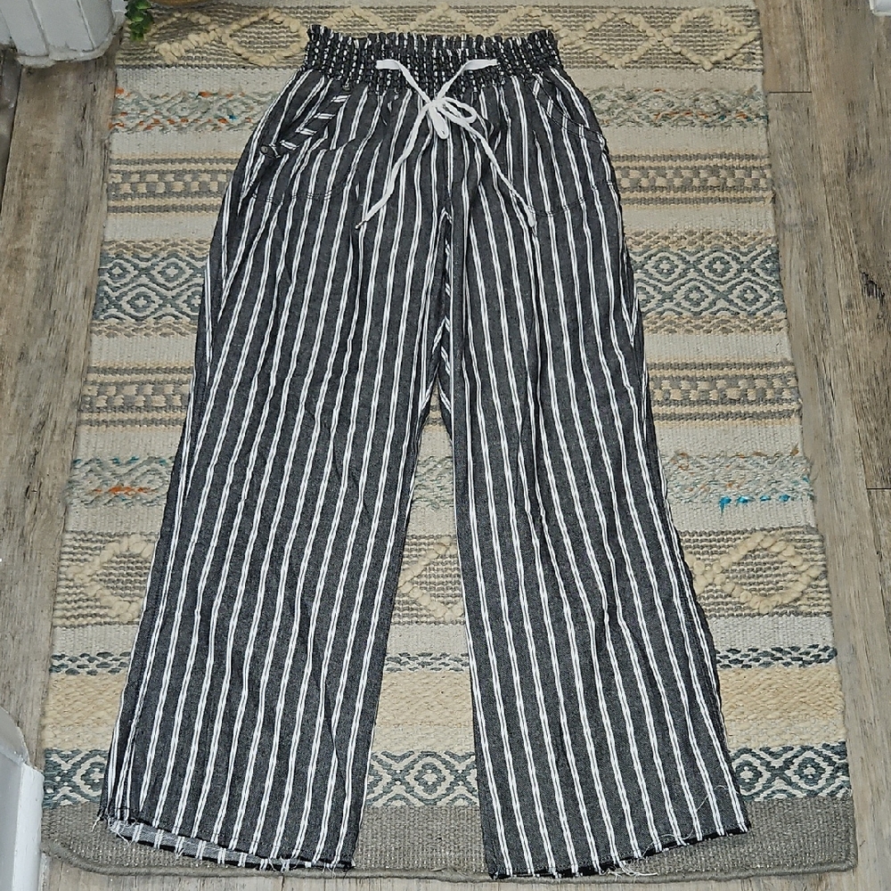 Ci Sono Black and White Striped Lounge Pants